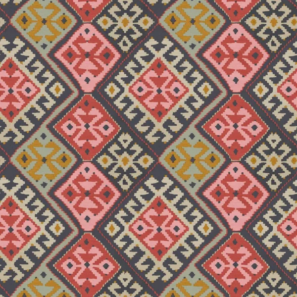 Otto Fabric - Henna by multicolour geometric velvet-chenille fabric from Linwood Fabrics