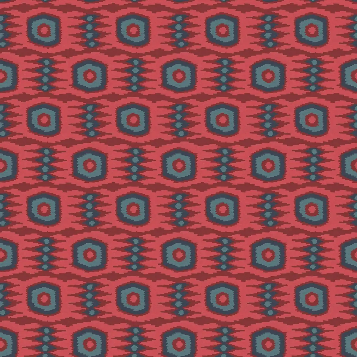 Casper Fabric - Rosewood by red geometric velvet-chenille fabric from Linwood Fabrics