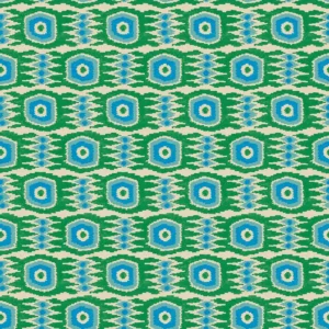 green geometric velvet-chenille fabric from Linwood Fabrics