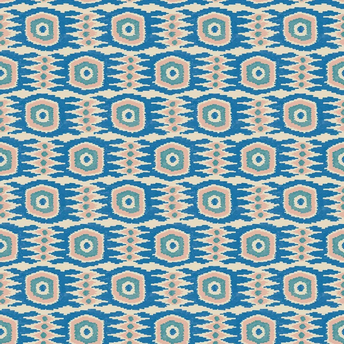Casper Fabric - Persian by blue geometric velvet-chenille fabric from Linwood Fabrics