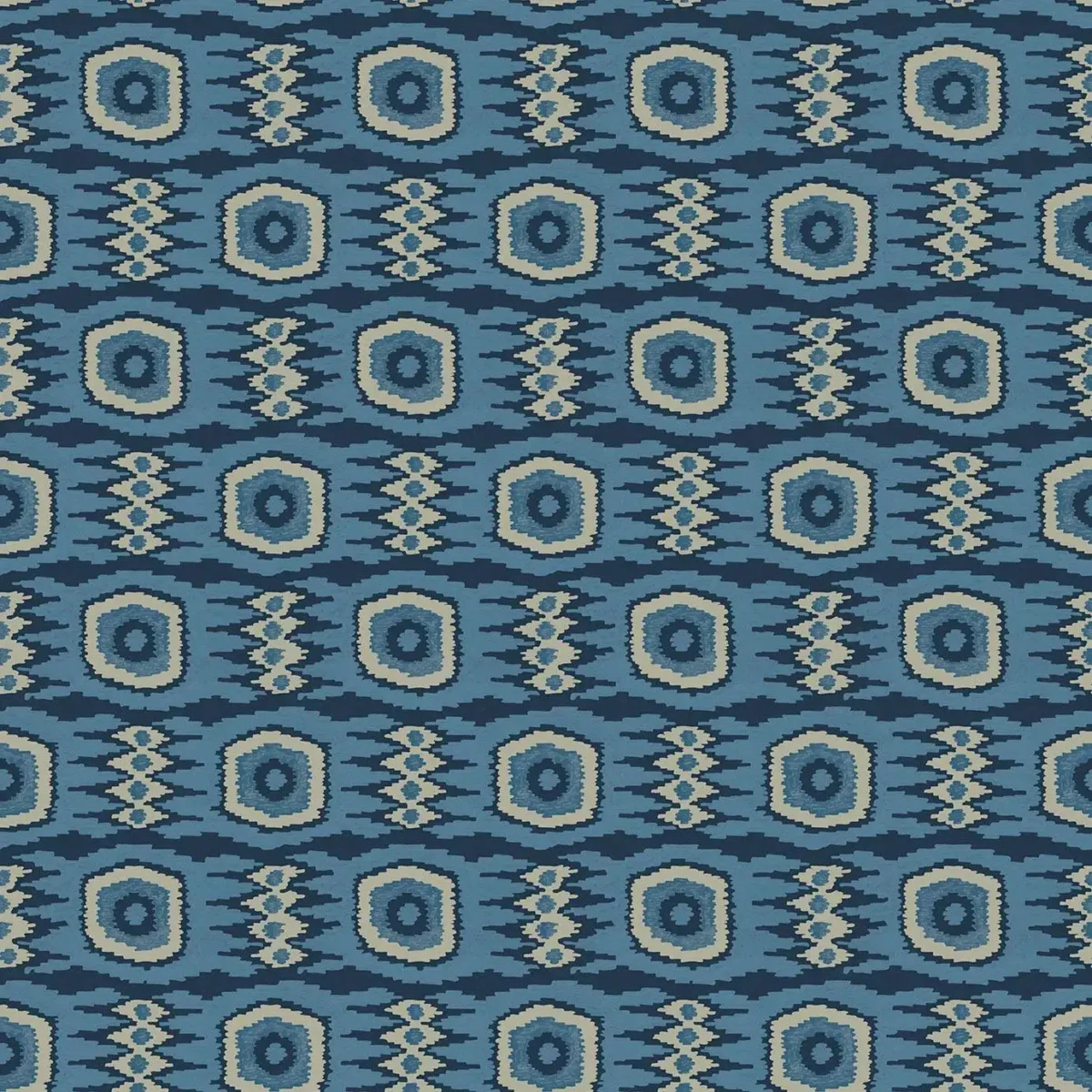 Casper Fabric - Navy by blue geometric velvet-chenille fabric from Linwood Fabrics