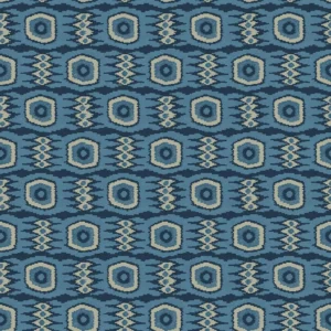 blue geometric velvet-chenille fabric from Linwood Fabrics