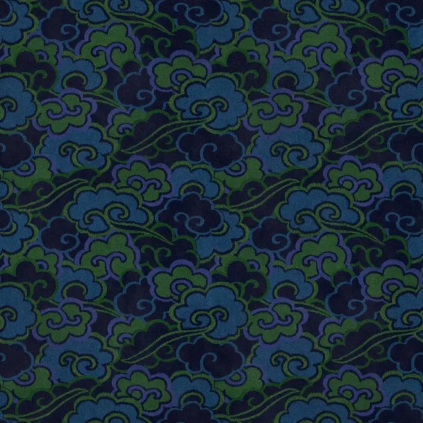 Kimono Dreams Fabric - Moss by blue traditional velvet-chenille fabric from Linwood Fabrics