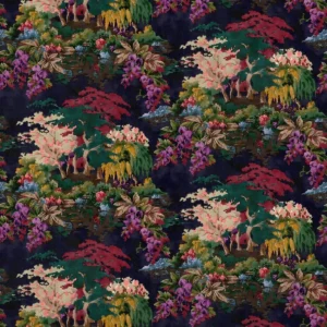 green botanical velvet-chenille fabric from Linwood Fabrics