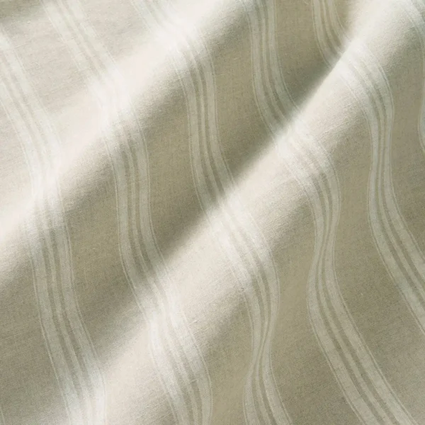 Danube Stripe Fabric - Oatmeal by neutral striped linen fabric from Linwood Fabrics