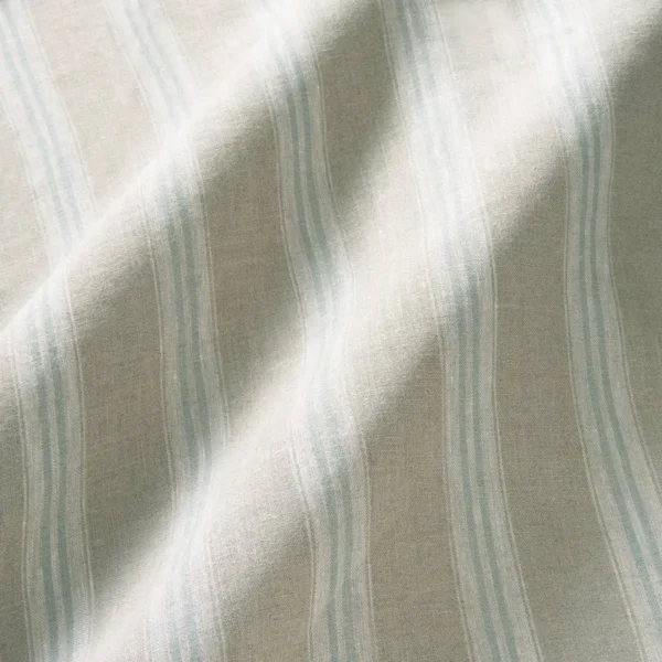 Danube Stripe Fabric - Sky by blue striped linen fabric from Linwood Fabrics