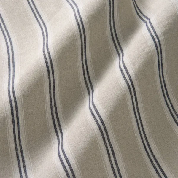 Danube Stripe Fabric - Indigo by blue striped linen fabric from Linwood Fabrics