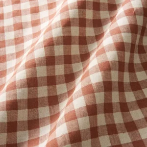 orange checked linen fabric from Linwood Fabrics