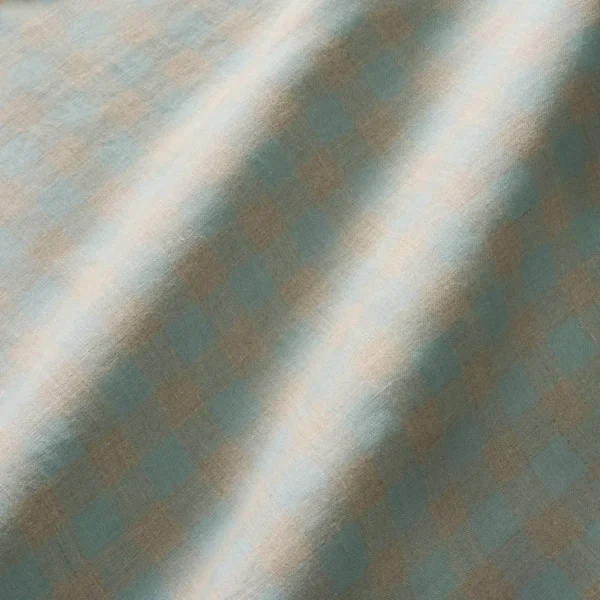 Double Check Fabric - Sky by blue checked linen fabric from Linwood Fabrics