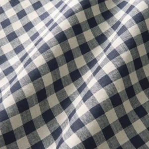 blue checked linen fabric from Linwood Fabrics