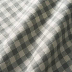 black-grey checked linen fabric from Linwood Fabrics
