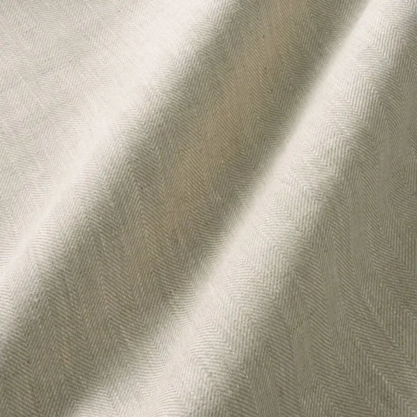 Danube Herringbone Fabric - Natural by neutral plain linen fabric from Linwood Fabrics