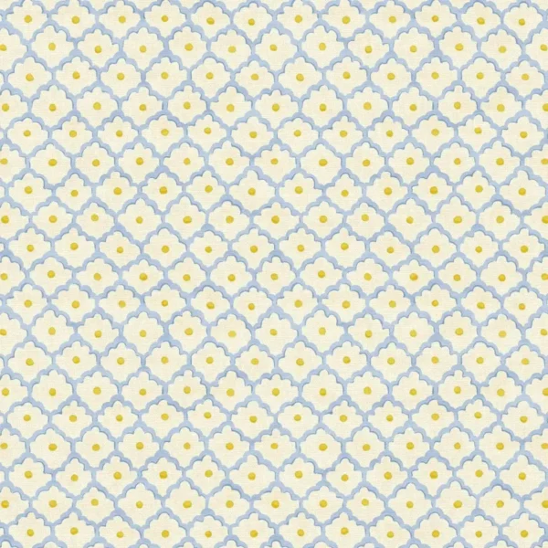 Buttons Fabric - Speedwell by blue spotted linen fabric from Linwood Fabrics