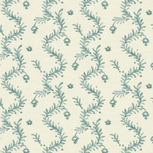 blue botanical linen fabric from Linwood Fabrics