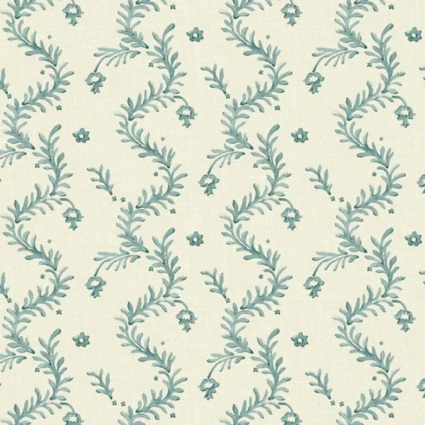 Magic Lantern Fabric - Mineral by blue botanical linen fabric from Linwood Fabrics