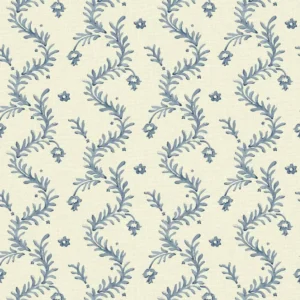 blue botanical linen fabric from Linwood Fabrics