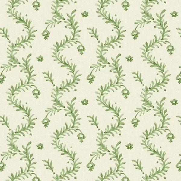 Magic Lantern Fabric - Sea Kelp by green botanical linen fabric from Linwood Fabrics