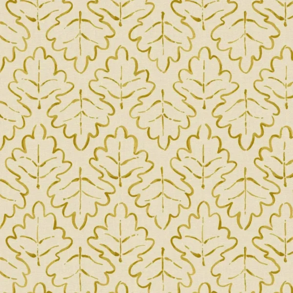 Maze Fabric - Ochre by yellow botanical linen fabric from Linwood Fabrics