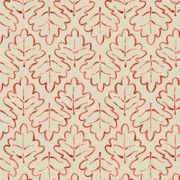 Maze Fabric - Red Apple by red botanical linen fabric from Linwood Fabrics