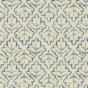 blue botanical linen fabric from Linwood Fabrics
