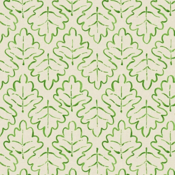 Maze Fabric - Shamrock by green botanical linen fabric from Linwood Fabrics