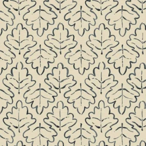 black-grey botanical linen fabric from Linwood Fabrics