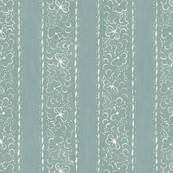 Fortune Teller Fabric - Cornflower by blue botanical linen fabric from Linwood Fabrics