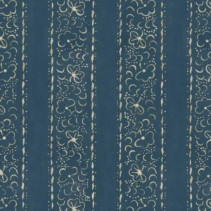 blue botanical linen fabric from Linwood Fabrics