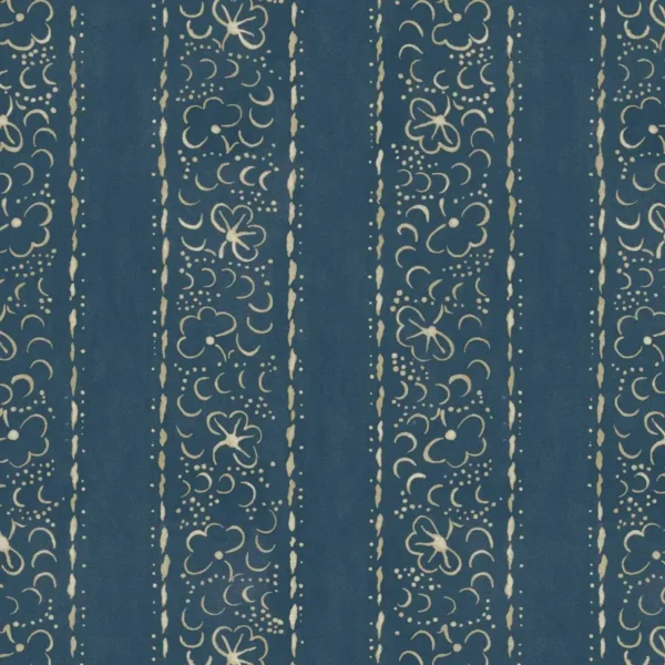 blue botanical linen fabric from Linwood Fabrics