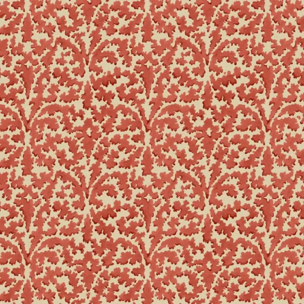 Bagatelle Fabric - Cardinal by red botanical linen fabric from Linwood Fabrics