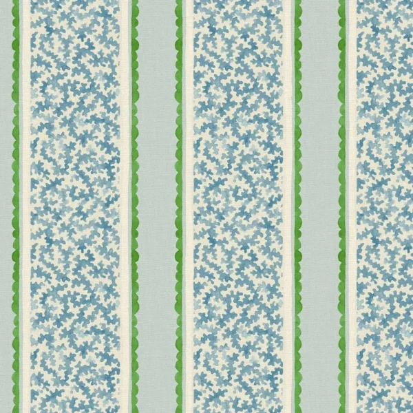 blue striped linen fabric from Linwood Fabrics