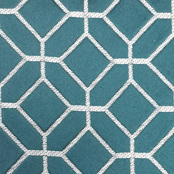 Lanark Fabric - Emerald by green geometric jacquard fabric from Ashley Wilde