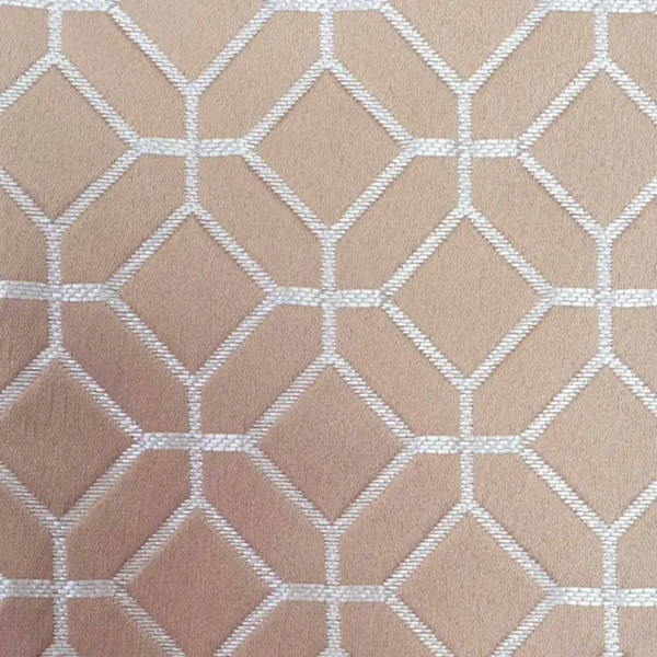 Lanark Fabric - Rose Gold by brown geometric jacquard fabric from Ashley Wilde