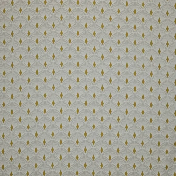 Tamara Fabric - Ochre by white geometric jacquard fabric from Ashley Wilde