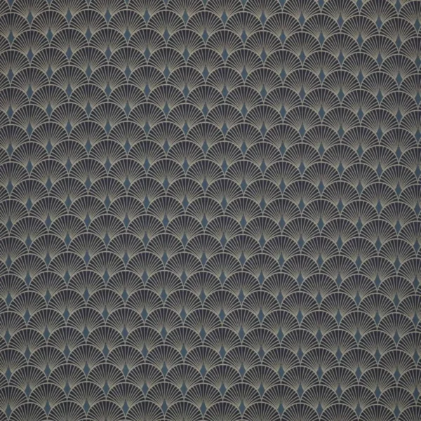Tamara Fabric - Sapphire by black-grey geometric jacquard fabric from Ashley Wilde