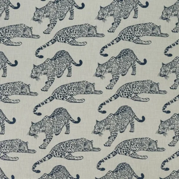 Botswana Fabric - Midnight by blue animal velvet-chenille fabric from Ashley Wilde