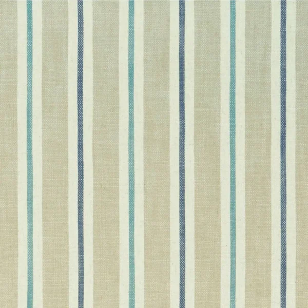 Sackville Stripe Fabric - Eau De Nil / Linen by blue striped jacquard fabric from Clarke & Clarke