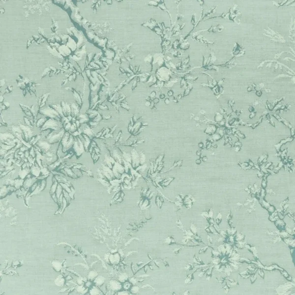 Simone Fabric - Eau De Nil by blue botanical jacquard fabric from Clarke & Clarke