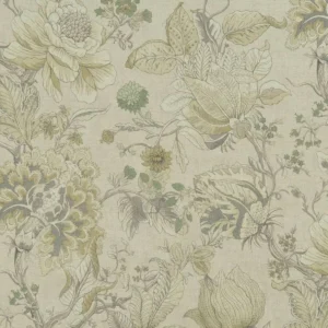 brown botanical jacquard fabric from Clarke & Clarke