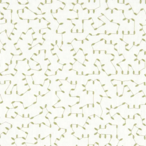 Bibury Fabric - Apple by green spotted embroideried fabric from Clarke & Clarke
