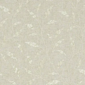 brown botanical embroideried fabric from Clarke & Clarke