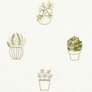 green botanical embroideried fabric from Clarke & Clarke