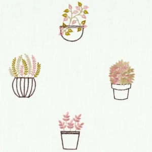 green botanical embroideried fabric from Clarke & Clarke