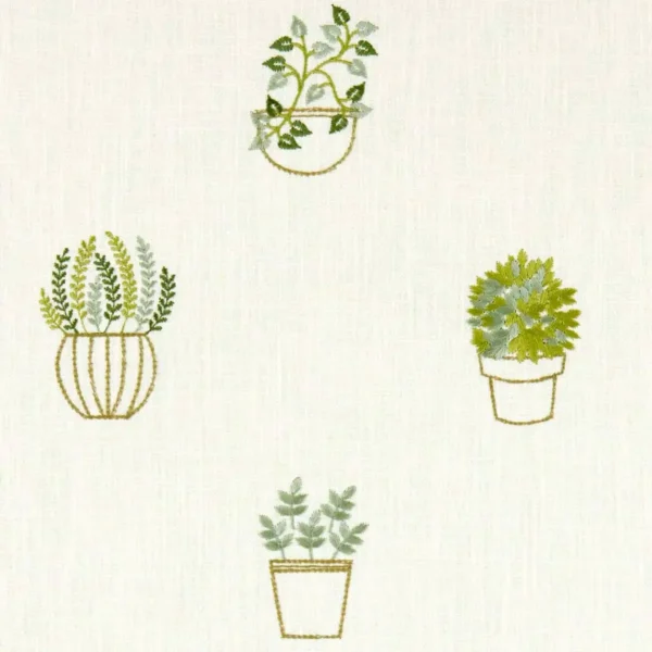 Hidcote Fabric - Duckegg by green botanical embroideried fabric from Clarke & Clarke