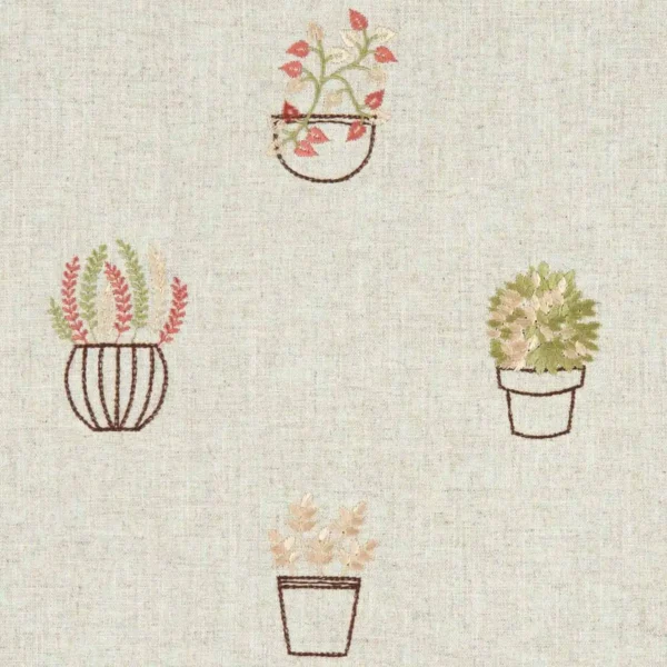 Hidcote Fabric - Spice by brown botanical embroideried fabric from Clarke & Clarke
