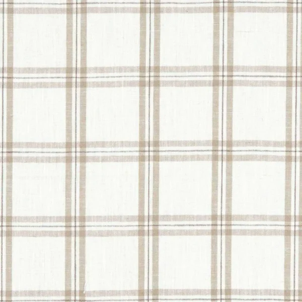 Kelmscott Fabric - Natural by brown checked linen fabric from Clarke & Clarke