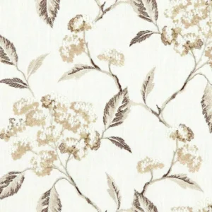 brown botanical embroideried fabric from Clarke & Clarke