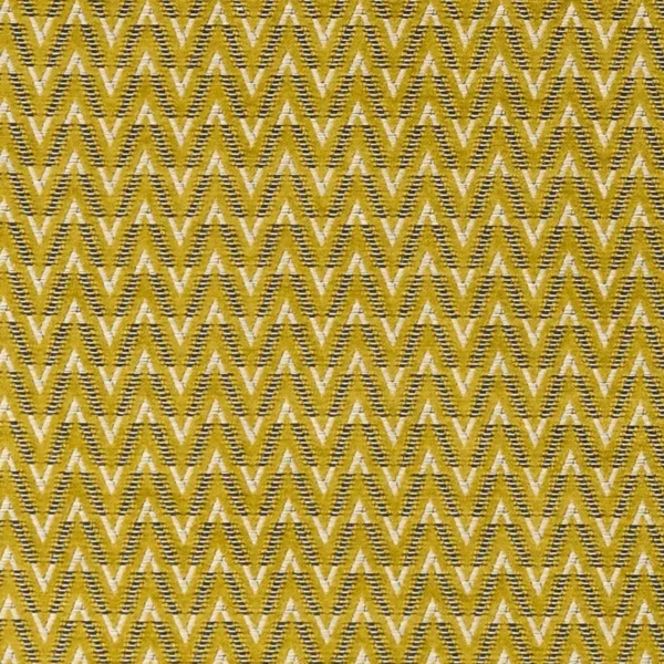 Zion Fabric - Chartreuse by yellow geometric velvet-chenille fabric from Clarke & Clarke