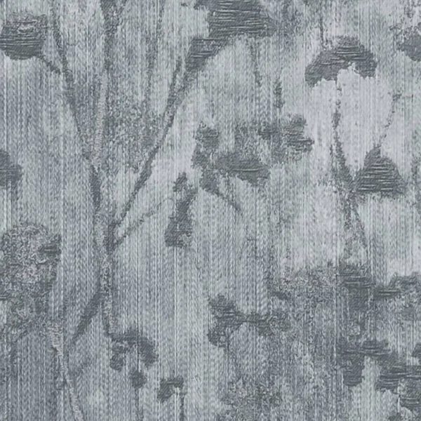 Silhouette Fabric - Charcoal by black-grey botanical jacquard fabric from Clarke & Clarke