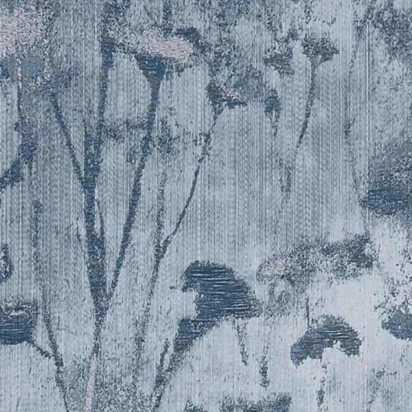 Silhouette Fabric - Denim by blue botanical jacquard fabric from Clarke & Clarke